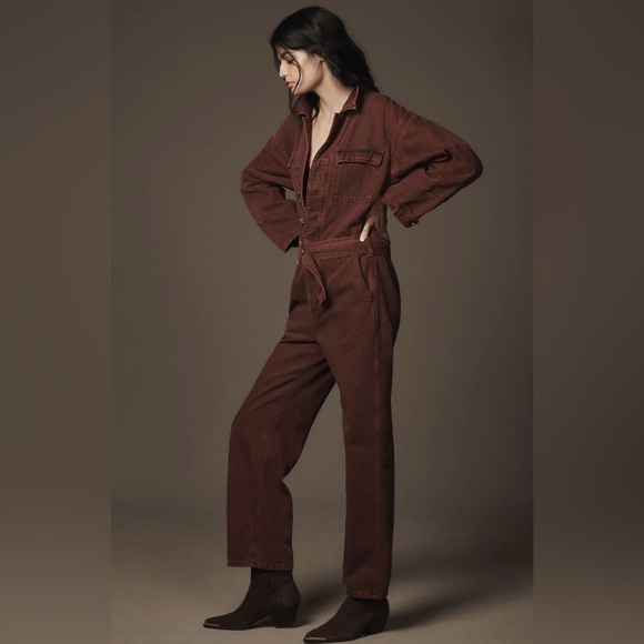 NWT Ética Larsen Utility Jumpsuit in broken heart red wine - L - Picture 5 of 12